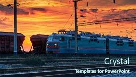  Presentation with train railway - Slides consisting of railway-train-and-rail-cars background and a navy blue colored foreground