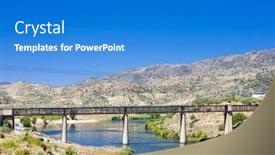  Presentation with railway - PPT theme having railway viaduct in pocinho douro valley portugal background and a cobalt blue colored foreground