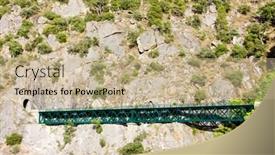  Presentation with railway - Audience pleasing PPT theme consisting of railway-viaduct-near-tua-douro backdrop and a mint green colored foreground