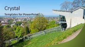  Presentation with railway - Beautiful PPT layouts featuring railways - image of the funicular railway backdrop and a light blue colored foreground