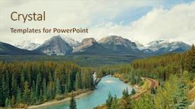 Presentation with banff national park - Presentation theme featuring railways - morant curve with river background and a sky blue colored foreground