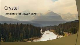  Presentation with banff national park - Slide set enhanced with railways - mountain river and railway background and a lemonade colored foreground