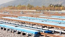  Presentation with railway tracks - Presentation design enhanced with railways - railway tracks in station zilina background and a coral colored foreground