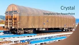  Presentation with railway tracks - Cool new presentation design with railways - railway tracks in station zilina backdrop and a light blue colored foreground