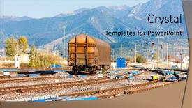 Presentation with railway tracks - Presentation theme with railways - railway tracks in station zilina background and a light blue colored foreground