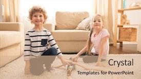  Presentation with cute math for kids - Presentation design featuring railways - two happy cute kids background and a coral colored foreground