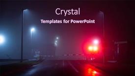  Presentation with foggy - Audience pleasing slide deck consisting of railways-crossing-at-foggy backdrop and a wine colored foreground