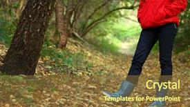  Presentation with rain forest walk way - Slides featuring rain boots - autumn walk woman walking background and a tawny brown colored foreground