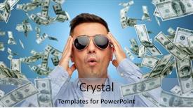  Presentation with people falling - Slide set with heap of falling dollar money background and a light blue colored foreground