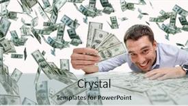  Presentation with success business - Theme having us currency falling - business people success and fortune background and a light gray colored foreground