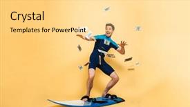  Presentation with surfing - Colorful slide set enhanced with payday - full length portrait backdrop and a blonde colored foreground