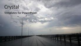  Presentation with stormy sky and dark clouds - PPT layouts featuring rain clouds - asphalt track road background and a light gray colored foreground