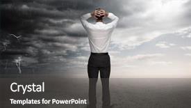  Presentation with rain clouds - Presentation theme having rain clouds - businessman standing in a desert background and a dark gray colored foreground