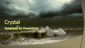  Presentation with rain clouds - Cool new theme with rain clouds - view of storm seascape backdrop and a tawny brown colored foreground