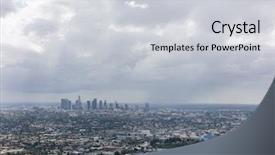  Presentation with downtown los angeles - Audience pleasing theme consisting of rain clouds over downtown los angeles california backdrop and a light gray colored foreground