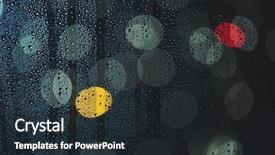  Presentation with rain city - Beautiful PPT theme featuring rain drops on the window and defocused city lights focus on drops backdrop and a dark gray colored foreground