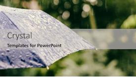  Presentation with raining money falling - Slide set with rain-falling-on-umbrella-weather background and a light gray colored foreground