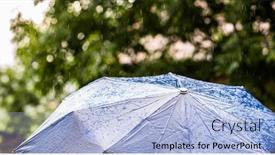  Presentation with raining money falling - PPT theme having rain-falling-on-umbrella-weather background and a light blue colored foreground