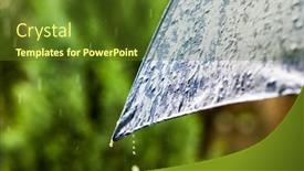  Presentation with weather - Presentation having rain-falling-on-umbrella-weather background and a tawny brown colored foreground