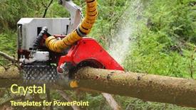  Presentation with rain - Beautiful slide set featuring rain harvesting - harvester working in a forest backdrop and a tawny brown colored foreground