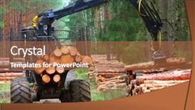  Presentation with energy source - Slides with rain harvesting - lumberjack with modern harvester working background and a coral colored foreground