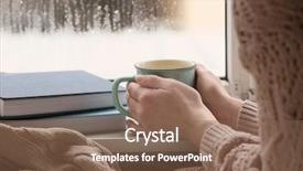  Presentation with hot tea - Slide deck consisting of rain home - young woman with cup background and a violet colored foreground