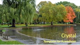  Presentation with garden pond - Colorful PPT layouts enhanced with rain in boston public garden backdrop and a tawny brown colored foreground
