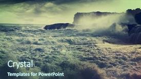  Presentation with rain - Amazing presentation theme having rain in ocean backdrop and a tawny brown colored foreground