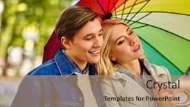  Presentation with love relationships designs - PPT theme enhanced with rain is not a hindrance background and a coral colored foreground
