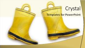  Presentation with rain - Audience pleasing presentation design consisting of rain shoe - yellow rubber waterproof backdrop and a blonde colored foreground