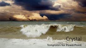  Presentation with storm - Presentation theme enhanced with rain sky - view of storm seascape background and a  colored foreground
