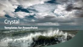  Presentation with storm surge - Slide set with rain sky - view of storm seascape background and a  colored foreground