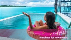  Presentation with tropical storm - Slides having rain-vacation-luxury-swimming-pool background and a violet colored foreground