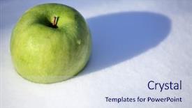  Presentation with green apple - Presentation design having rain water harvesting - fresh green apple on snow background and a  colored foreground