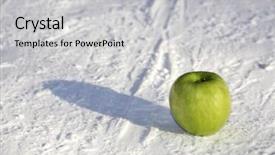  Presentation with abstract natural fresh green - Slide deck enhanced with rain water harvesting - fresh green apple on snow background and a  colored foreground