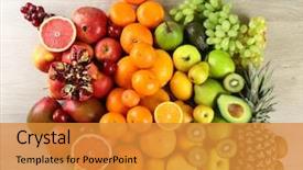  Presentation with guava fruits fresh green fruit - Amazing slide set having rainbow - assortment of exotic fruits backdrop and a gold colored foreground