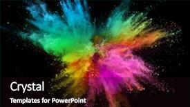  Presentation with explosion - Slide deck with rainbow - colored powder explosion isolated background and a black colored foreground