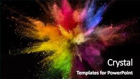  Presentation with explosion - PPT theme featuring rainbow - colored powder explosion isolated background and a black colored foreground