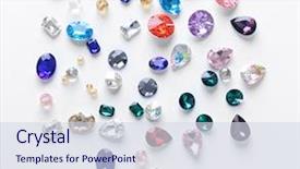  Presentation with stones - Theme consisting of rainbow - colorful precious stones for jewellery background and a sky blue colored foreground