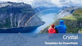  Presentation with rock - Slides consisting of rainbow - couple sits on rock background and a teal colored foreground