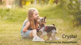  Presentation with dog park - Cool new presentation theme with rainbow - cute little child girl sitting backdrop and a coral colored foreground