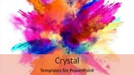  Presentation with explosion - Slide deck enhanced with rainbow - explosion of colored powder isolated background and a coral colored foreground