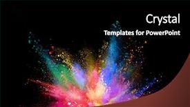  Presentation with coloured - Cool new presentation design with rainbow - explosion of coloured powder isolated backdrop and a black colored foreground