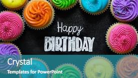  Presentation with happy birthday - Slides consisting of rainbow - happy birthday written on chalkboard background and a teal colored foreground