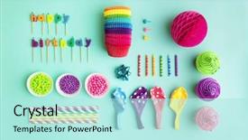  Presentation with birthday party - PPT theme having rainbow - overhead view of birthday party background and a arctic colored foreground