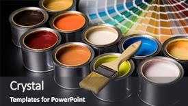  Presentation with rainbow paint - PPT layouts having rainbow - paint can and paintbrush background and a dark gray colored foreground