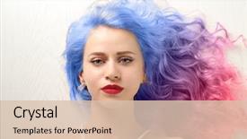  Presentation with concept - PPT layouts with rainbow - trendy hairstyle concept young woman background and a lemonade colored foreground