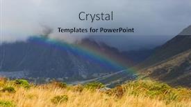  Presentation with beautiful landscapes - Slide deck consisting of rainbow-above-mountains-beautiful-natural background and a light blue colored foreground