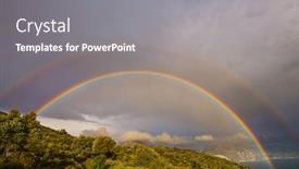  Presentation with beautiful nature - Audience pleasing presentation theme consisting of rainbow-above-mountains-beautiful-natural backdrop and a gray colored foreground