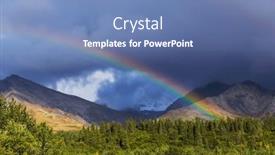  Presentation with beautiful landscapes - PPT layouts consisting of rainbow-above-mountains-beautiful-natural background and a teal colored foreground